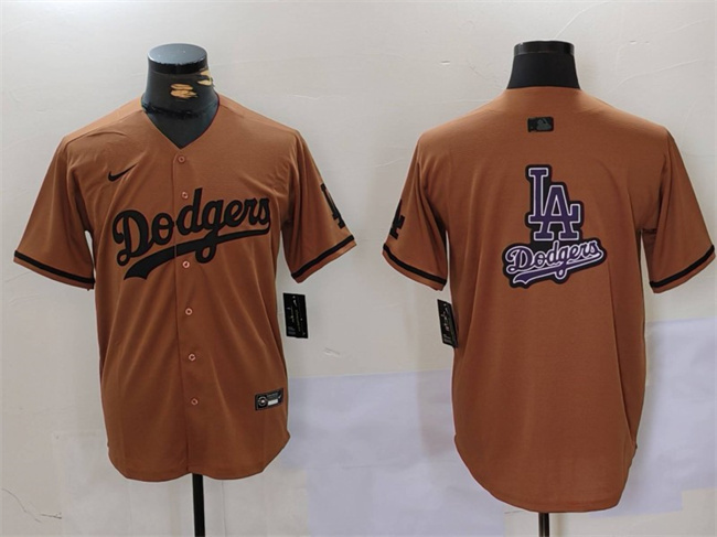 Men's Los Angeles Dodgers Team Big Logo Brown Cool Base With Patch Stitched Baseball Jersey Men's Los Angeles Dodgers Team Big Logo Brown Cool Base With Patch Stitched Baseball Jersey